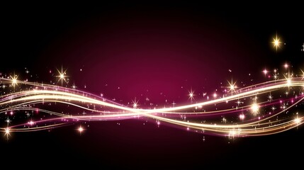Sparkling Golden Waves with Shimmering Stars Festive Background