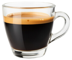 Naklejka premium Enjoying a freshly brewed espresso in a clear glass cup isolated on transparent background.