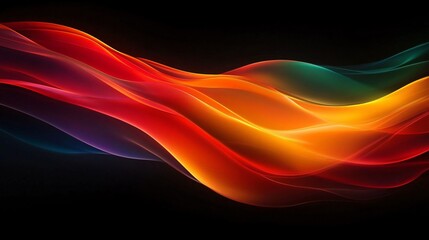 Vibrant abstract waves illuminated against a black background, perfect for Black History Month themes, modern promotions, or minimalist designs. Ample space for text.