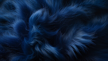Fototapeta premium Luxurious fluffy deep blue fur texture with soft fibers, ideal for winter themes, cozy designs, and stylish fabric backgrounds.