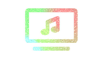 Icon tv music is made up of LED square shapes. There are bright diodes and there are black dead diodes