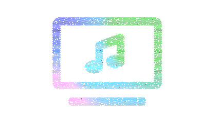 Icon tv music is made up of LED square shapes. There are bright diodes and there are black dead diodes
