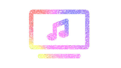 Icon tv music is made up of LED square shapes. There are bright diodes and there are black dead diodes