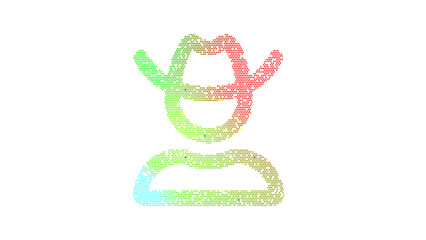 Icon user cowboy is made up of LED square shapes. There are bright diodes and there are black dead diodes