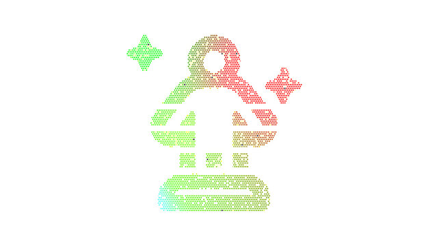 Icon transporter is made up of LED square shapes. There are bright diodes and there are black dead diodes