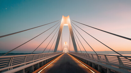Obraz premium A clear, open sky above a glowing bridge leading to new horizons.