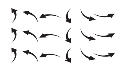 set of black curve arrows icon