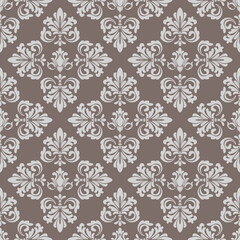 Hand drawing Damask victorion Vintage Seamless textile pattern with decorative flowers
