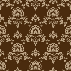 Hand drawing Damask victorion Vintage Seamless textile pattern with decorative flowers