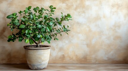 Potted plant, beige wall, home decor