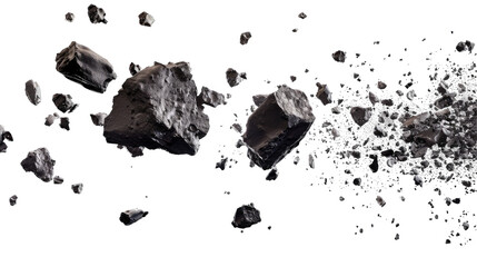 Fototapeta premium Cluster of Asteroids Floating in Space isolated on transparent white background, clipping path