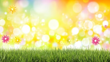 Obraz premium Spring Blossoms Over Lush Green Grassland