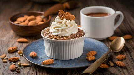 White chocolate cream and roasted almond nougat