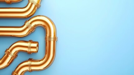 Golden Pipes Abstract Design Modern Plumbing Concept Background