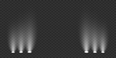 White light spotlights, stage light. Vector illustrator