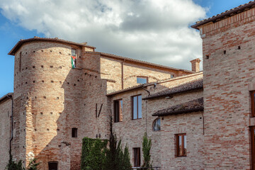 Historic architectural beauty of Monastery of Santa Chiara in Urbino on a bright sunny day. Urbino,...