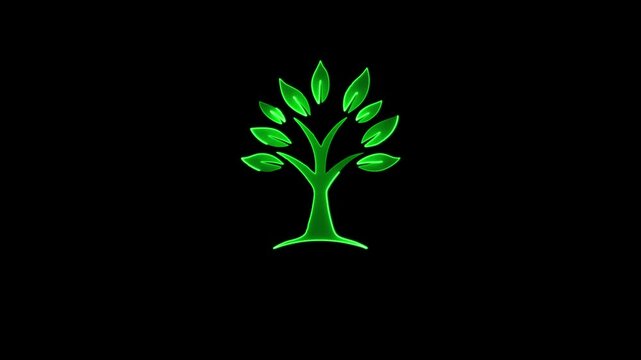  trees icon animation best cartoon objectGlowing neon line of tree icon isolated on transparent background. 4K Video motion graphic animation.