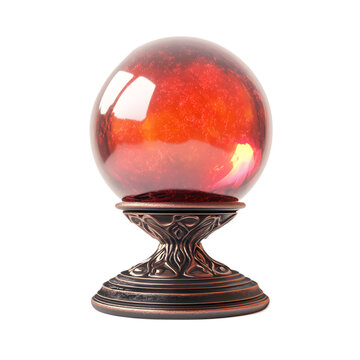 Glowing Crystal Ball on Ornate Metal Stand Mystic Orb for Divination and Clairvoyance