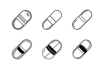 capsule line art vector illustration