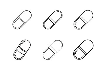 capsule icon line art vector illustration