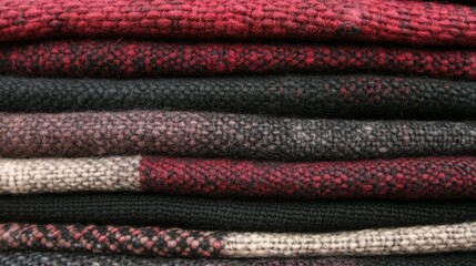 Stacked Warm Wool Textiles in Various Colors