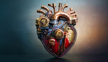Obraz premium Steampunk Anatomical Heart – Mechanical and Organic Fusion in Artistic Design