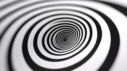 An abstract graphic element representing the Doppler effect, in spiral black and white.