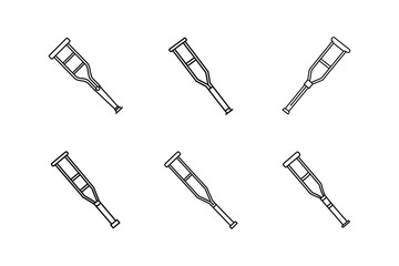 crutch icon line art vector illustration