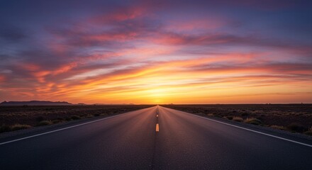 Naklejka premium Infinite Journey: The Road Beneath the Sunset 