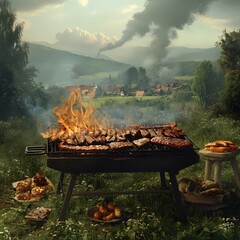 barbecue on the fire