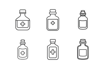 Fototapeta premium medicine bottle icon line art vector illustration