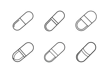 pill icon line art vector illustration