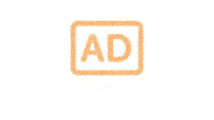 Icon audio description is made of yellow grains of sand. Some grains of sand fall down. Transparent background. Black