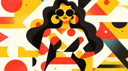 Stylish Woman in Geometric Abstract Art