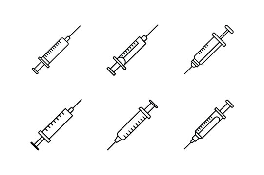 syringe icon line art vector illustration