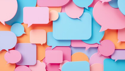 Colorful Speech Bubbles Representing Communication and Feedback