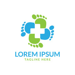 foot care logo template. health care symbol. green and blue color
