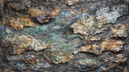 Textured bark with earthy tones and hints of nature colors, showcasing rich, organic surface that evokes sense of tranquility and connection to natural world