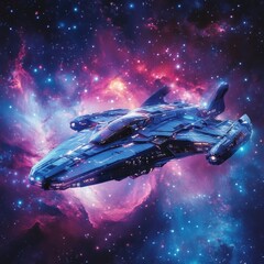 Fototapeta premium Futuristic Spaceship Soaring Through A Cosmic Nebula