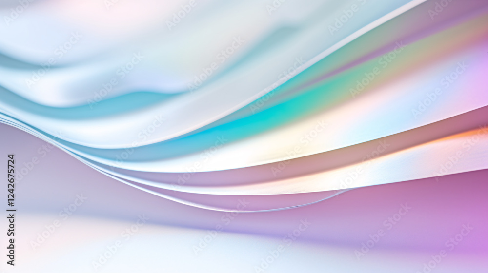 Poster a close-up of the edge of iridescent white paper, featuring a luxurious texture for tech backgrounds