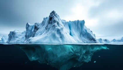 Fototapeta premium Majestic Iceberg Reveals Hidden Underwater Depths
