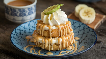 Lotus cream and butterscotch banana fritters