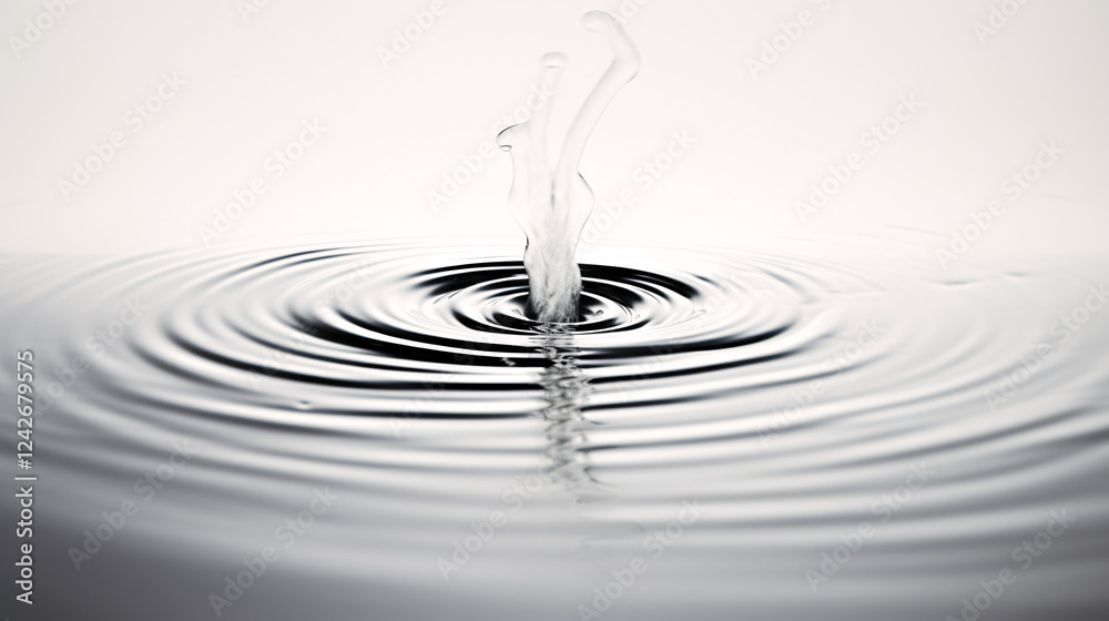 Poster a drop of water falls, creating ripples on the surface against a dark background, ideal for presenta