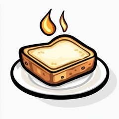 Toast on a Plate with Flames Rising for Emphasizing Deliciousness and Aroma of Freshly Cooked Bread