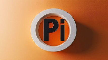 Minimalistic Pi Day symbol with bold black typography inside a white circular frame against an orange gradient background.
