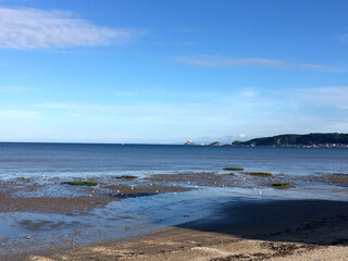 Sunset and twilight by the sea. An evening wonder of nature