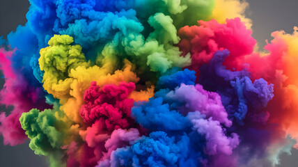 Fototapeta premium Vibrant Multicolored Smoke Cloud Explosion