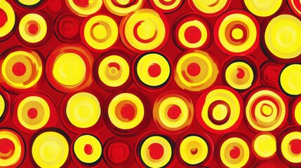 Abstract Red and Yellow Concentric Circles Pattern
