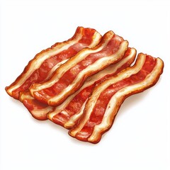 Crisp and Delicious Strips of Cooked Bacon on a Clean White Background