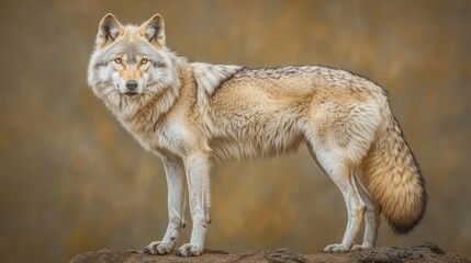 Fototapeta premium Majestic Gray Wolf Standing Proudly on a Rock